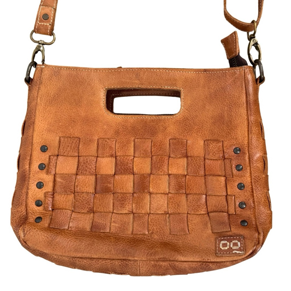 Bed Stu Orchid Woven Leather Versatile Crossbody Bag Tan Brown Leather - Picture 4 of 16